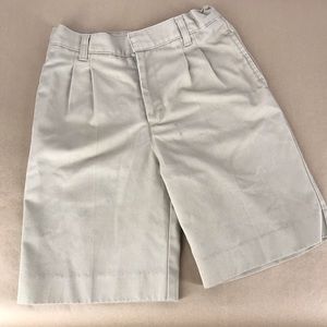 Pleated khaki school uniform shorts with pockets